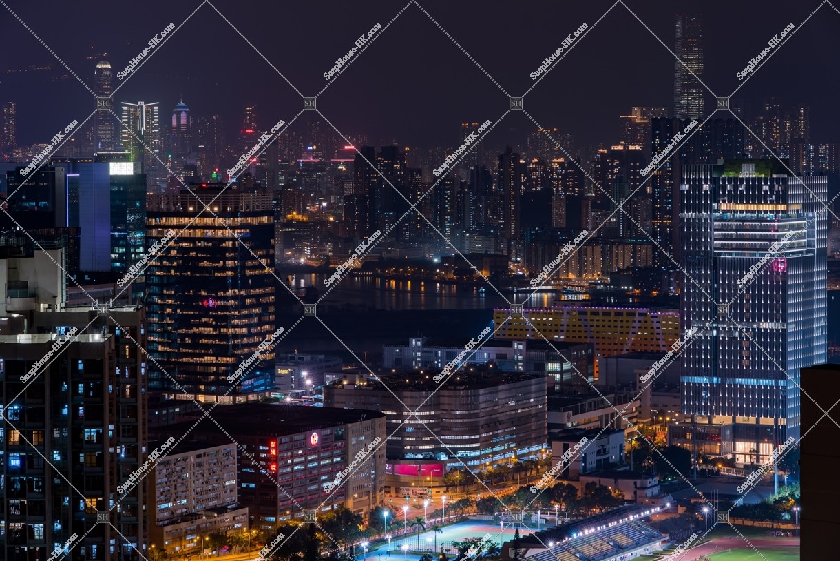 九龍湾と九龍半島のビル群の夜景 その③