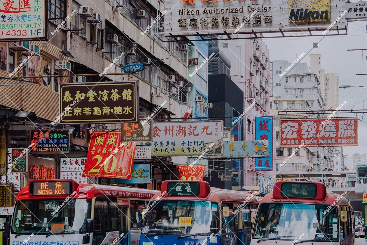 旺角 看板風景とミニバス(小巴) その⑨