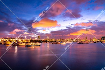 観塘避風塘の夕方の風景