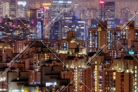 藍田から觀塘のビル群の夜景