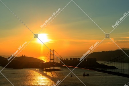 青馬大橋と夕日 その③