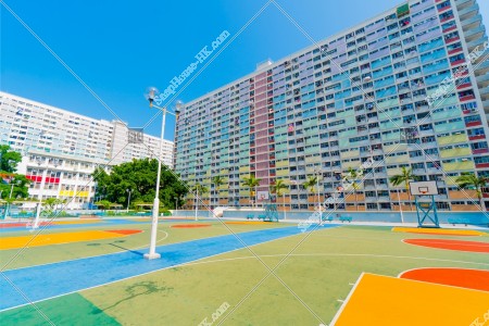 彩虹邨とバスケットコートの全体写真