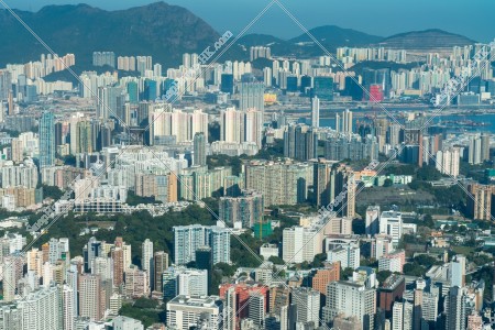 九龍 昼の北東側の風景、主に何文田，馬頭圍，啓德地域。