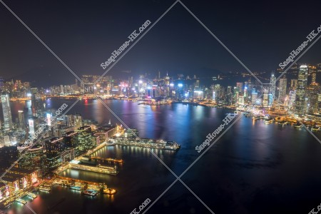 九龍 尖沙咀と香港島都市部の夜景 その②