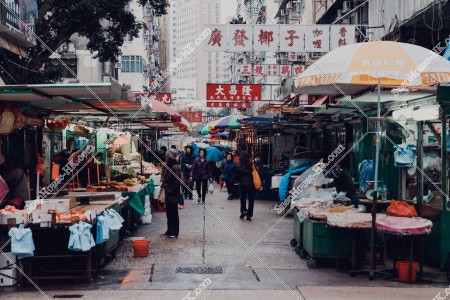 油麻地 新填地街街市の朝の様子