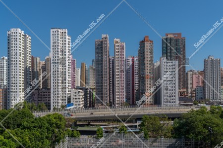 旺角の古い高層マンションの風景