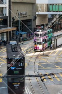 セントラル(中環) すれ違う香港トラム