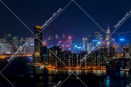 紅磡と湾仔(灣仔)のビル・マンション群の夜景