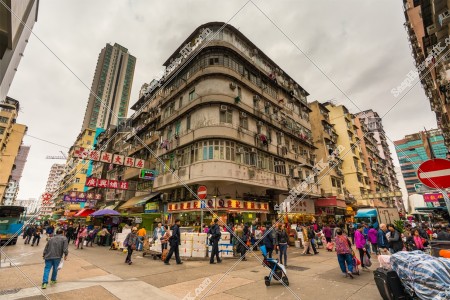 深水埗 桂林街の商店街の風景