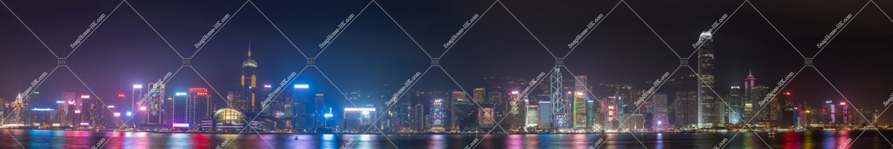 セントラル（中環）～湾仔(灣仔) ビル群の旧正月のパノラマ夜景 その②