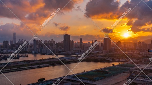 九龍灣から見る九龍の夕景 その①