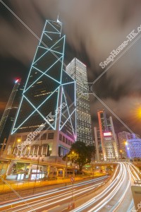 セントラル(中環) 夜の中国銀タワー