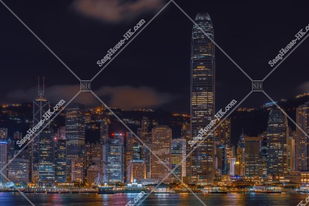 尖沙咀から見るセントラル(中環)の高層ビル群の夜景  その⑥