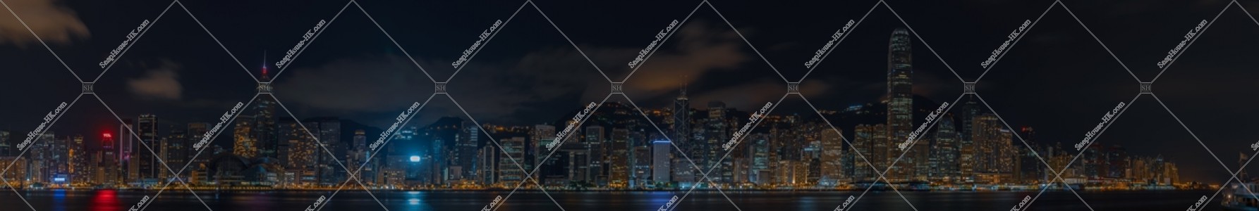 尖沙咀から見る香港島の高層ビル群のパノラマ夜景  その②