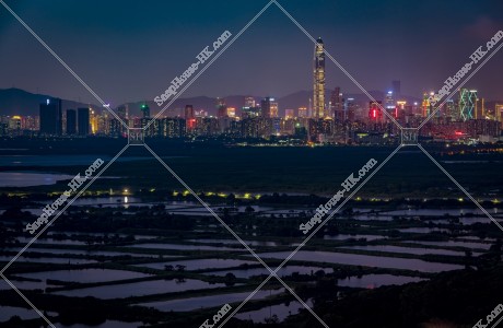 豐樂圍の溜め池と深センの夜景 その②