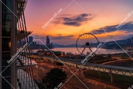 セントラル(中環)の日の出の風景