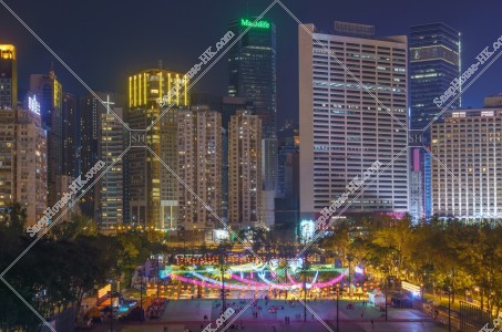銅鑼灣の街並みとヴィクトリアパーク（維多利亞公園）の中秋節の夜景 その①