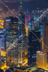 ヴィクトリア・ピークから見るセントラル(中環)の深夜の夜景 その⑥
