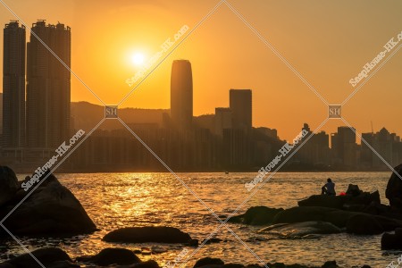 三家村から見るヴィクトリア・ハーバーの夕陽 その⑤
