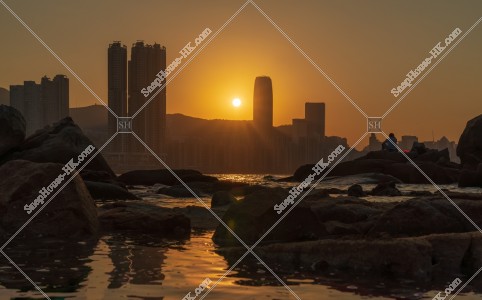 三家村から見るヴィクトリア・ハーバーの夕陽 その⑫