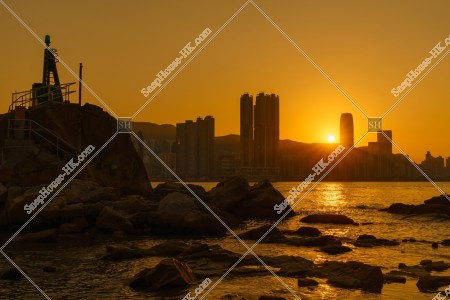 三家村から見るヴィクトリア・ハーバーの夕陽 その⑬