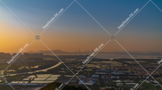 元朗の郊外と深センの夕方の風景 その①