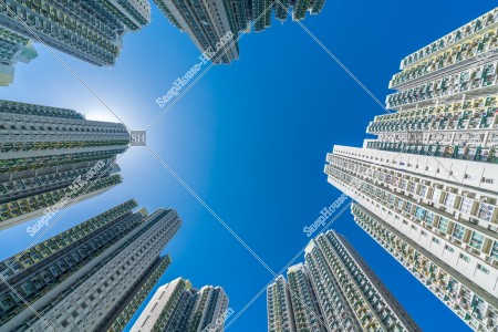 九龍城にある公共住宅の景色