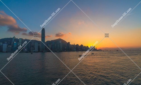 日没時間帯の香港島の高層ビル群 その⑤