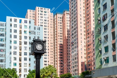 九龍灣 時計とマンション