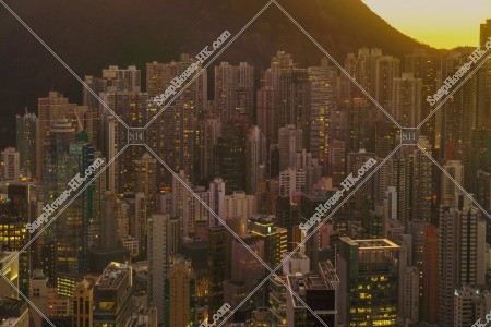 セントラル（中環）の高層ビル群の夕方の風景 その⑱