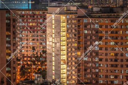 九龍灣 夜の公共住宅「啟業邨」 その①