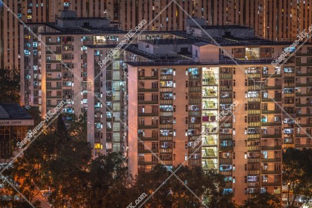 九龍灣 夜の公共住宅「啟業邨」 その②