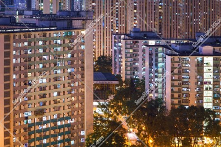 九龍灣 夜の公共住宅「啟業邨」 その③