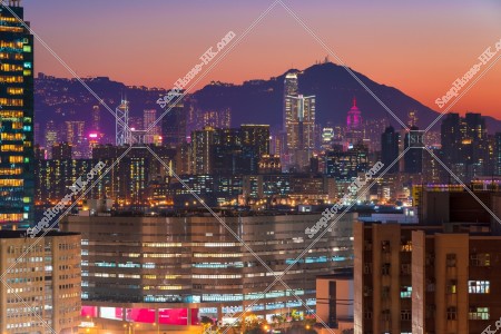 九龍灣から見る九龍と香港島の夕景 その③