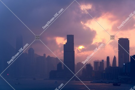 夕日と九龍半島香港島 その①