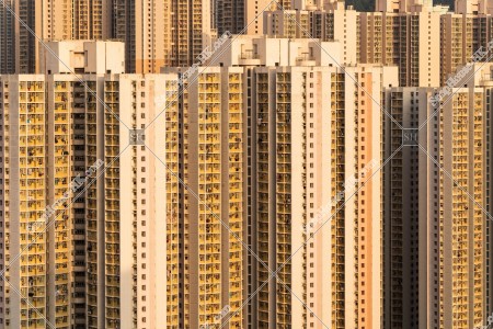 九龍東の夕方の公共住宅のマンション群 その①