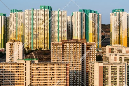 九龍東の夕方の公共住宅のマンション群 その②