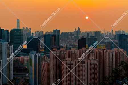 九龍の都市風景と夕陽 その⑤