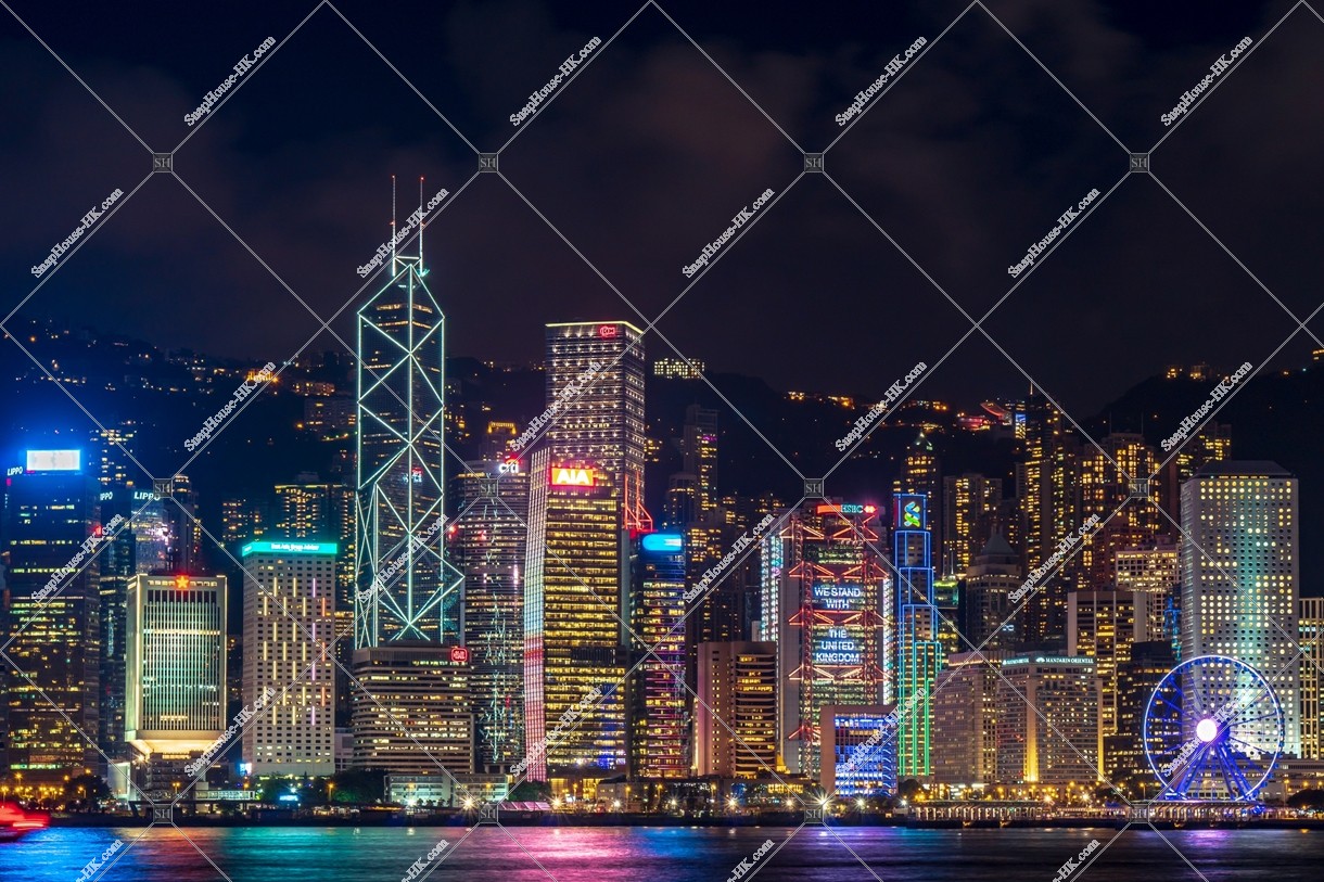 Night view of the high-rise buildings at Central, No.5