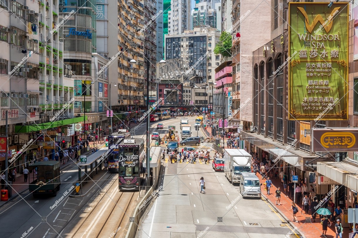 Street view of North Point with Hong Kong Tramway , No.2