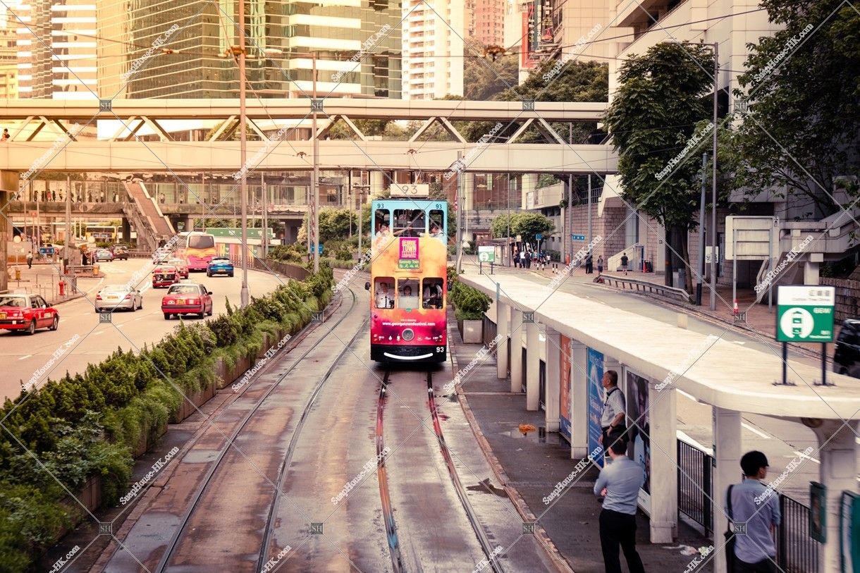 Hong Kong Tramway traveling through Admiralty