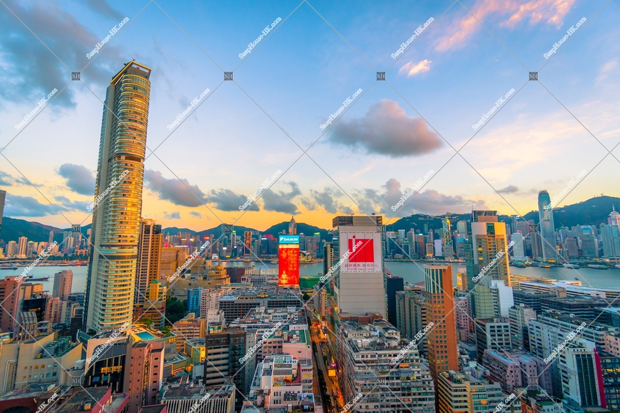 Dusk scene of buildings at Tsim Sha Tsui, No.1