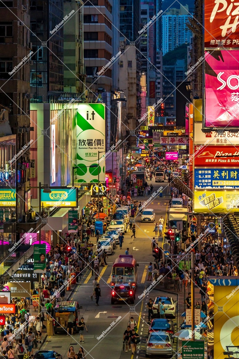 Night street view of Sai Yeung Choi Street with pedestrian, Mong Kok, No.25