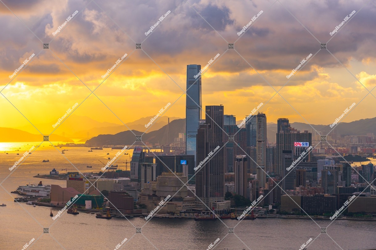 View of Kowloon Peninsula at sunset time, No.1