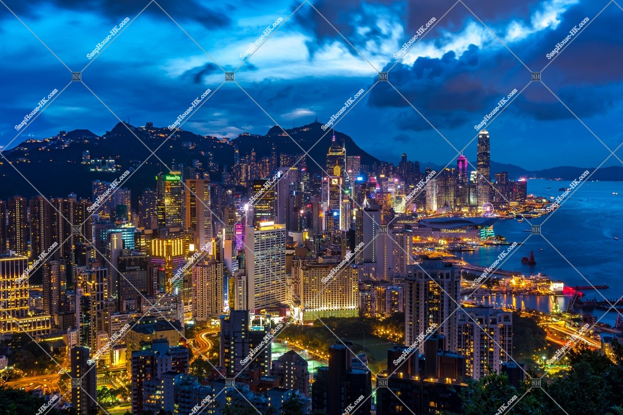 Night view of high-rise buildings at Causeway Bay to Central, No.4