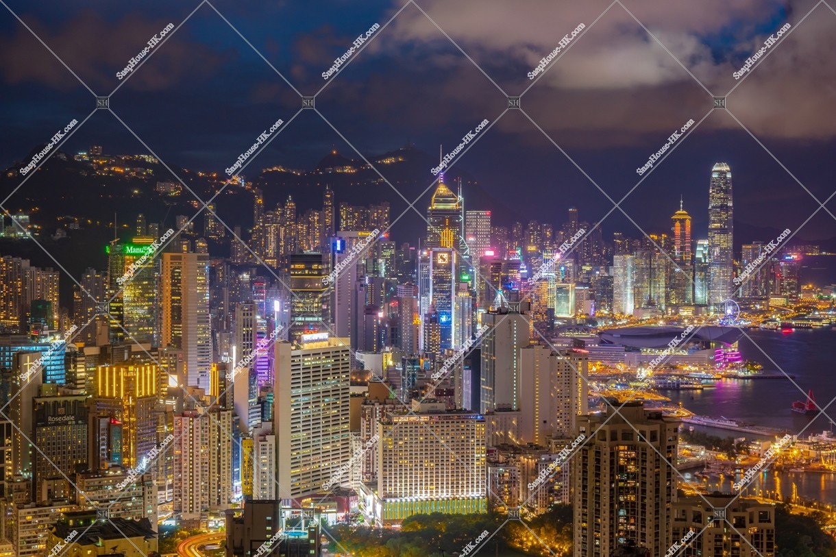 Night view of high-rise buildings at Causeway Bay to Central, No.5