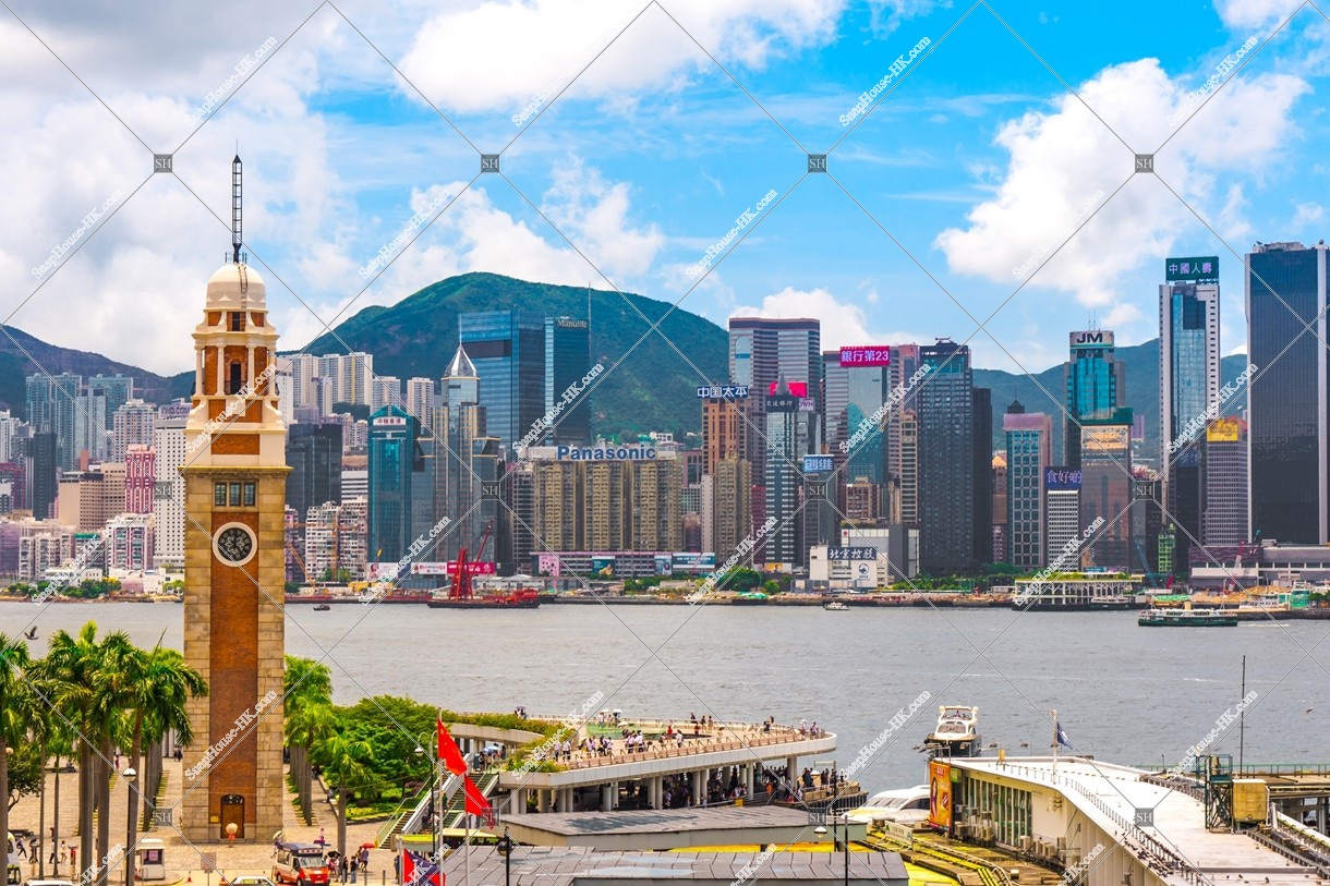 View of Hong Kong Clock Tower with the high-rise buildings at Hong Kong Island, No.1