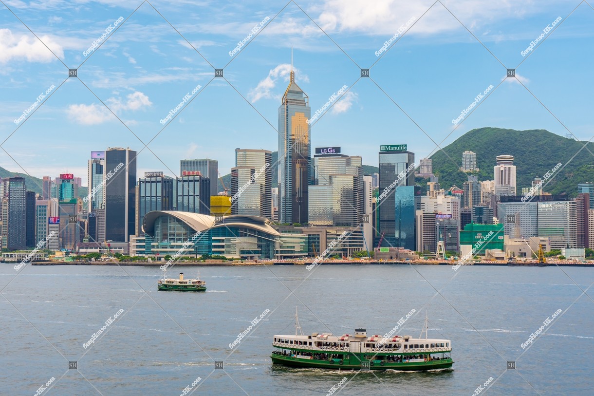 View of  the high-rise buildings of Wan Chai with Star Ferry, No.3