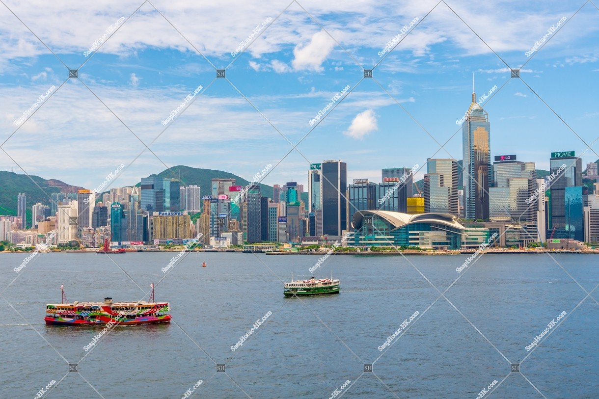 View of  the high-rise buildings of Wan Chai with Star Ferry, No.4