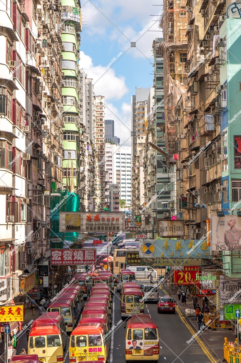 View of signboards and minibus, Mong Kok, No.16